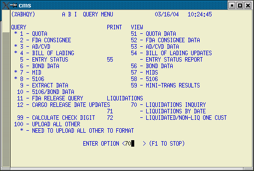 query menu